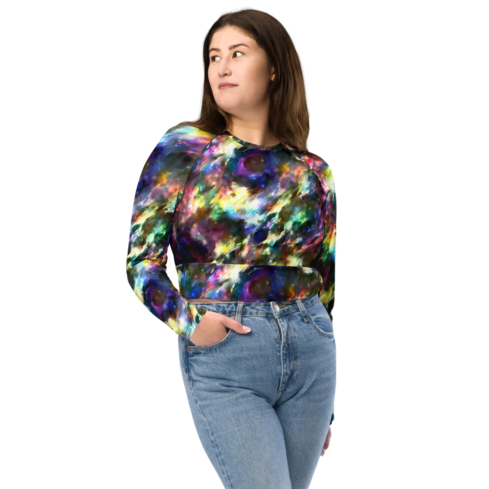 Emilia's Nebula on Long Sleeve Crop Top — Front