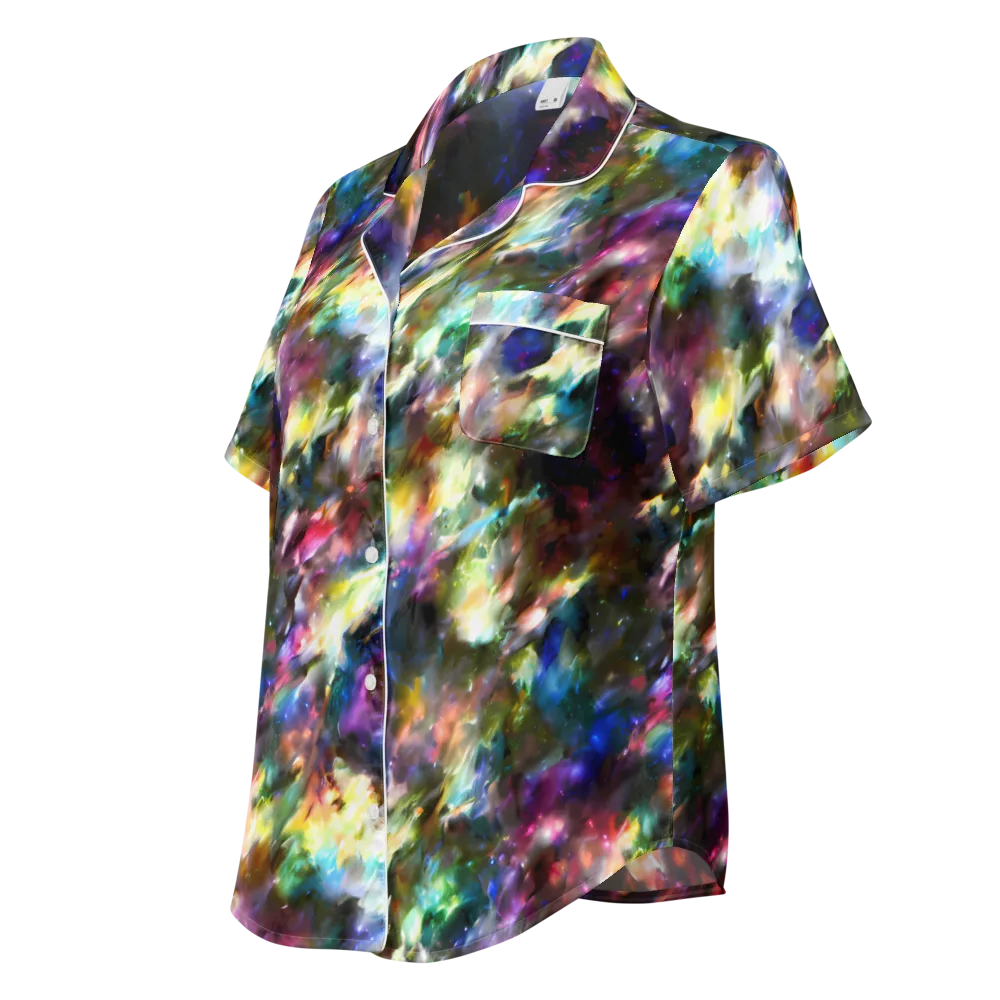 Emilia's Nebula on Women's Short Sleeve Pajama Top — Left Front