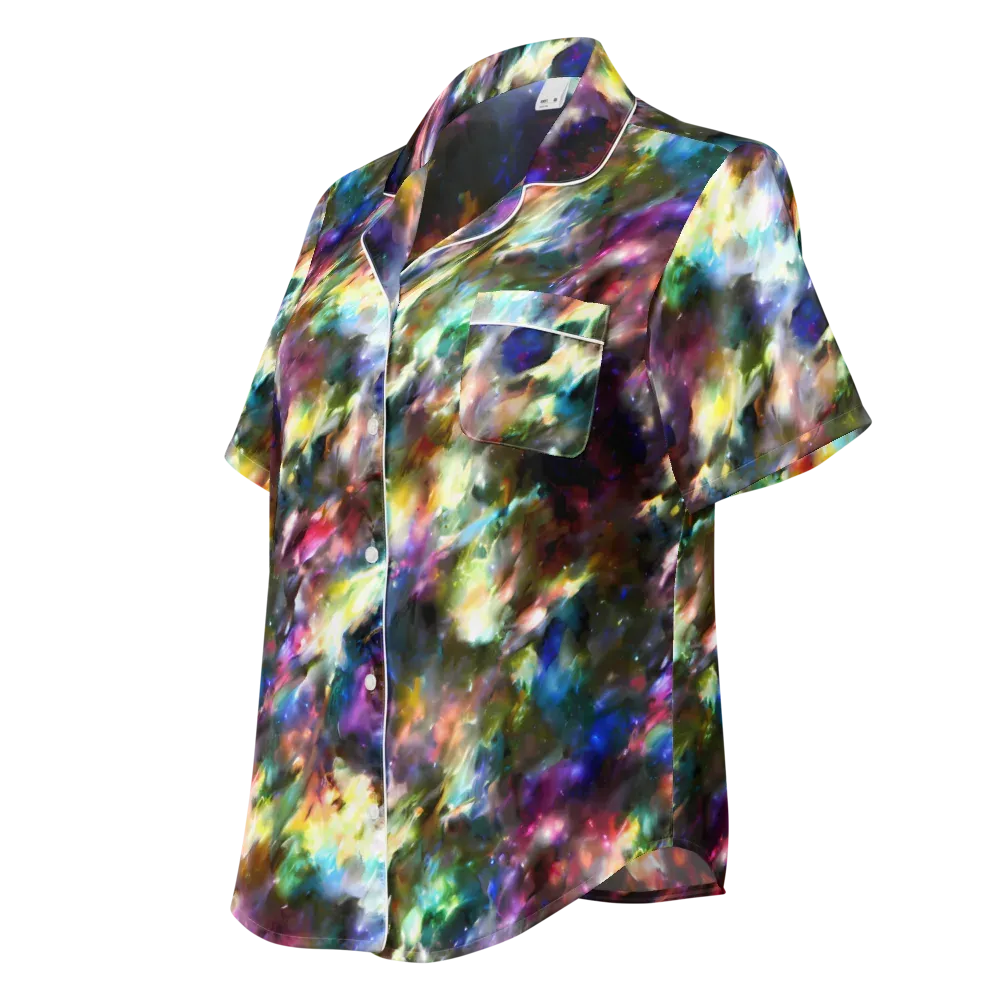 Emilia's Nebula on Women's Short Sleeve Pajama Top — Left Front