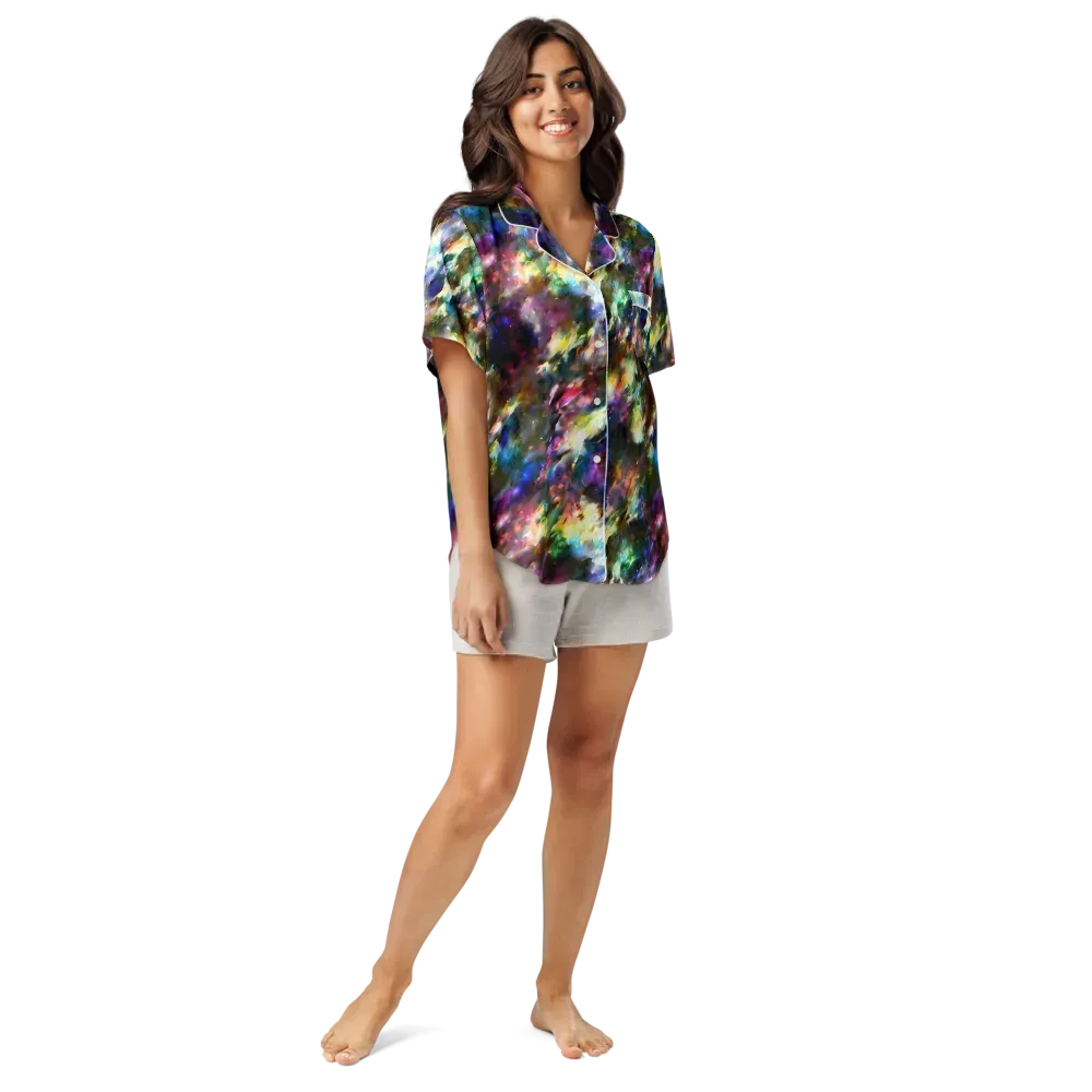 Emilia's Nebula on Women's Short Sleeve Pajama Top — Front