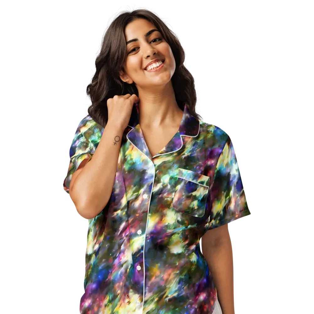 Emilia's Nebula on Women's Short Sleeve Pajama Top — Front
