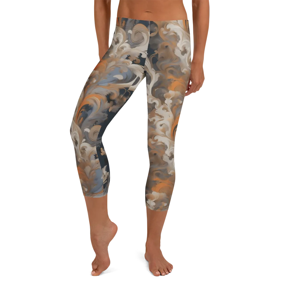Baroque Drift on Capri Leggings — Front
