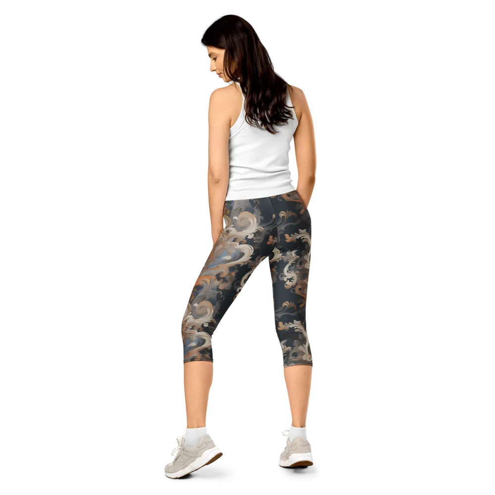 Baroque Drift on Capri Leggings — Back