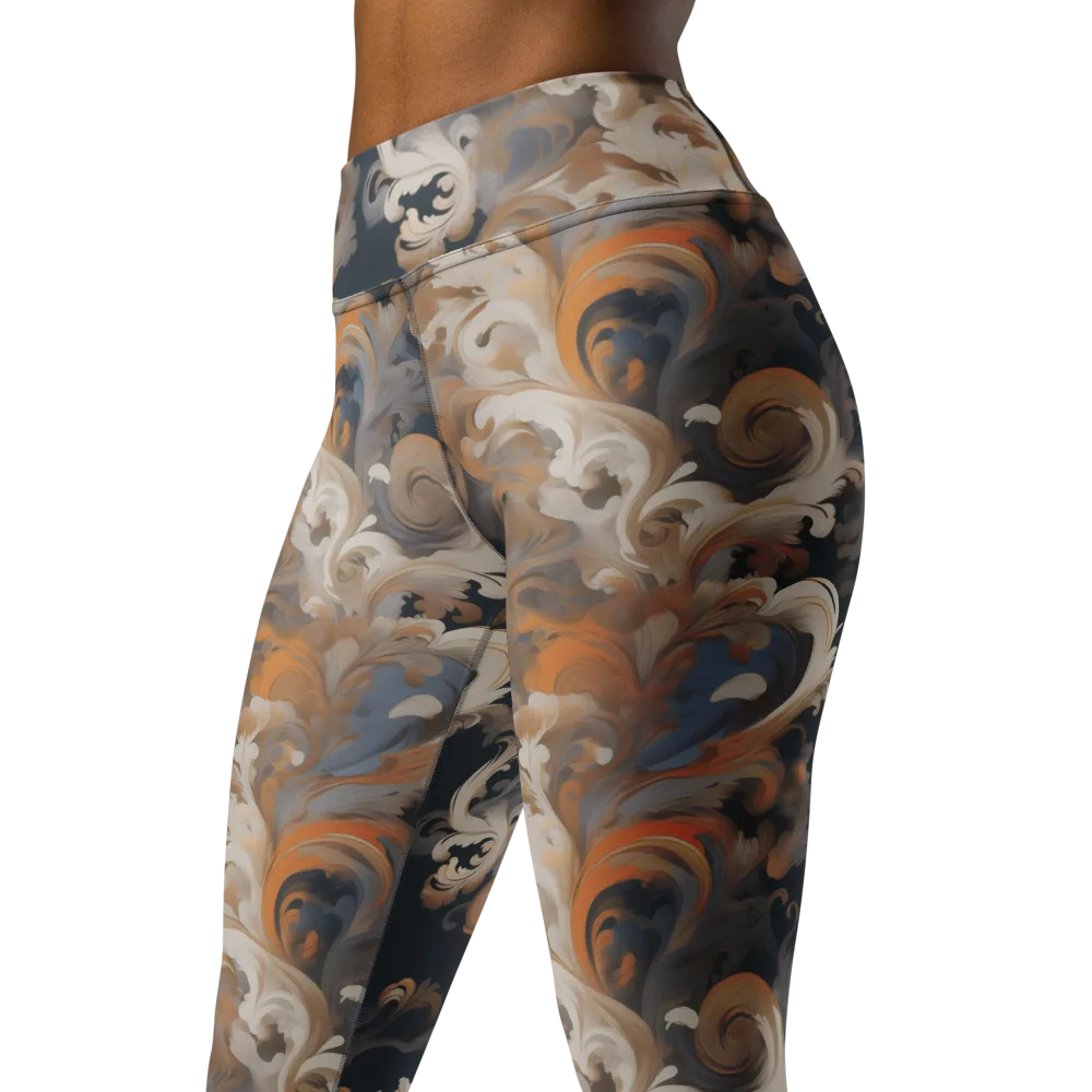 Baroque Drift on Yoga Leggings — Left Front
