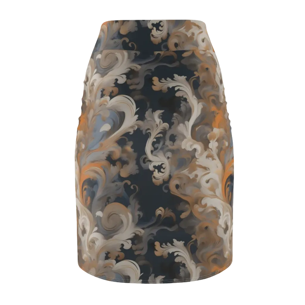 Baroque Drift on Pencil Skirt — Back