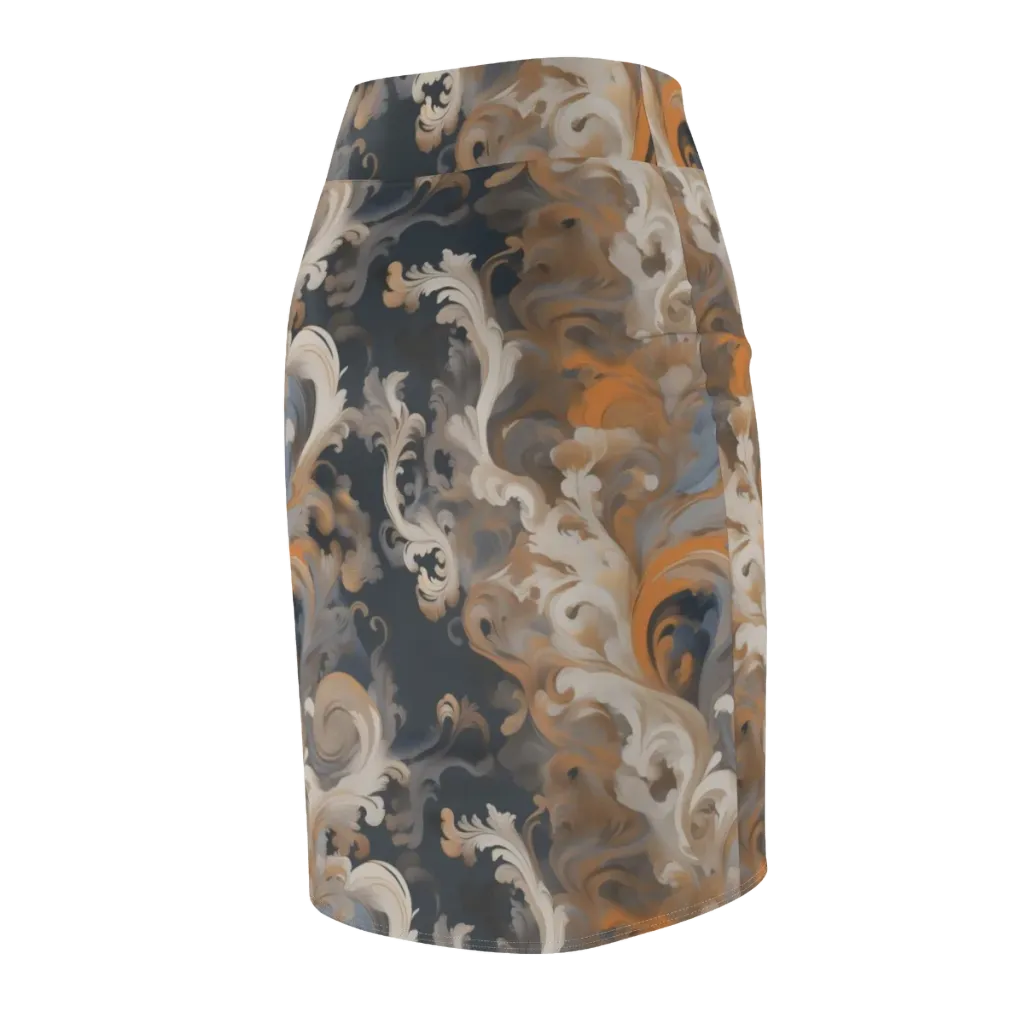 Baroque Drift on Pencil Skirt — Back Side