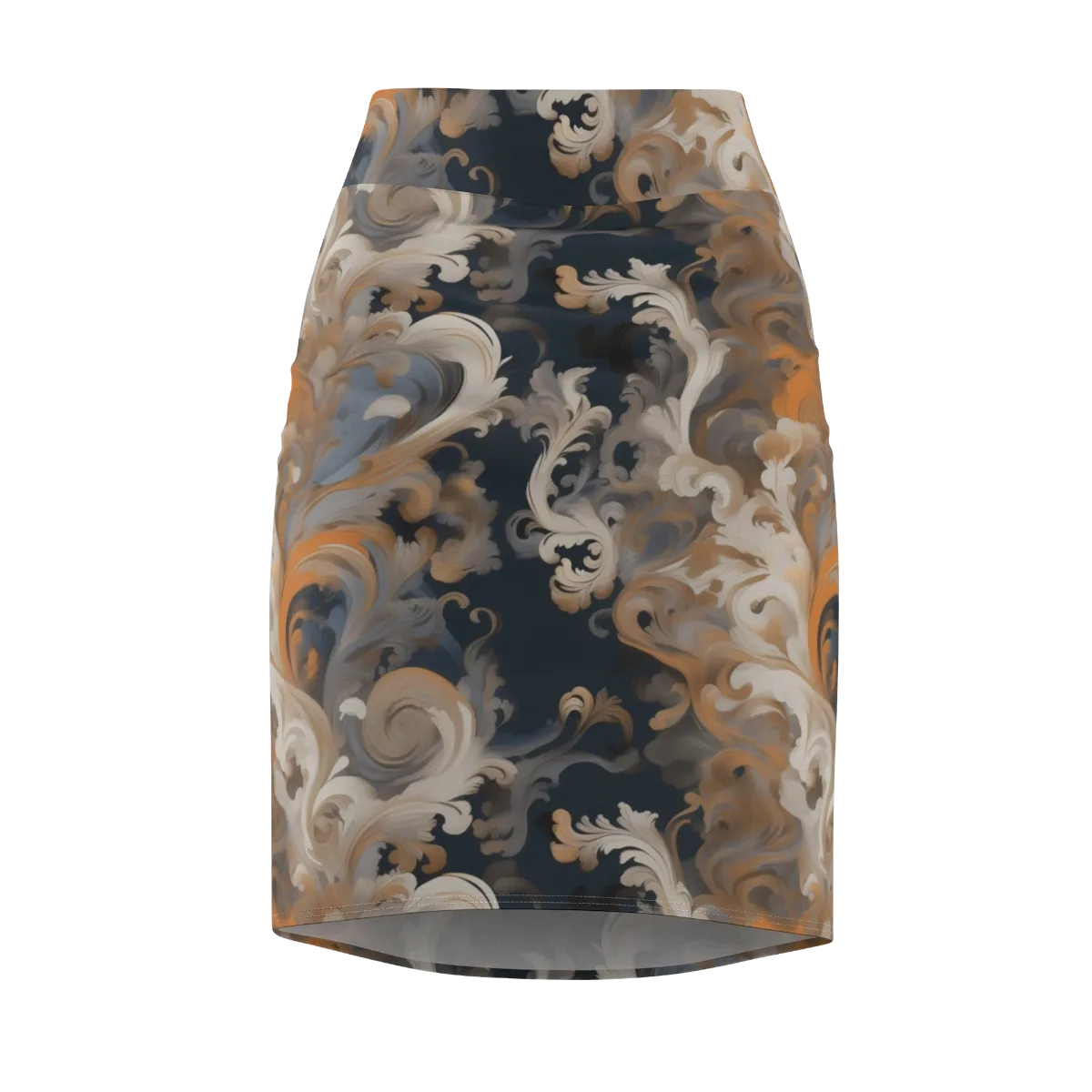 Baroque Drift on Pencil Skirt — Front