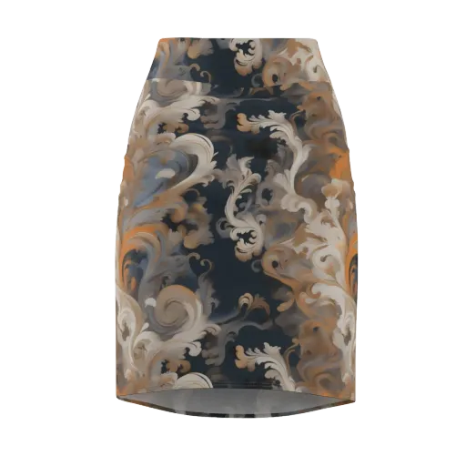 Baroque Drift on a Pencil Skirt