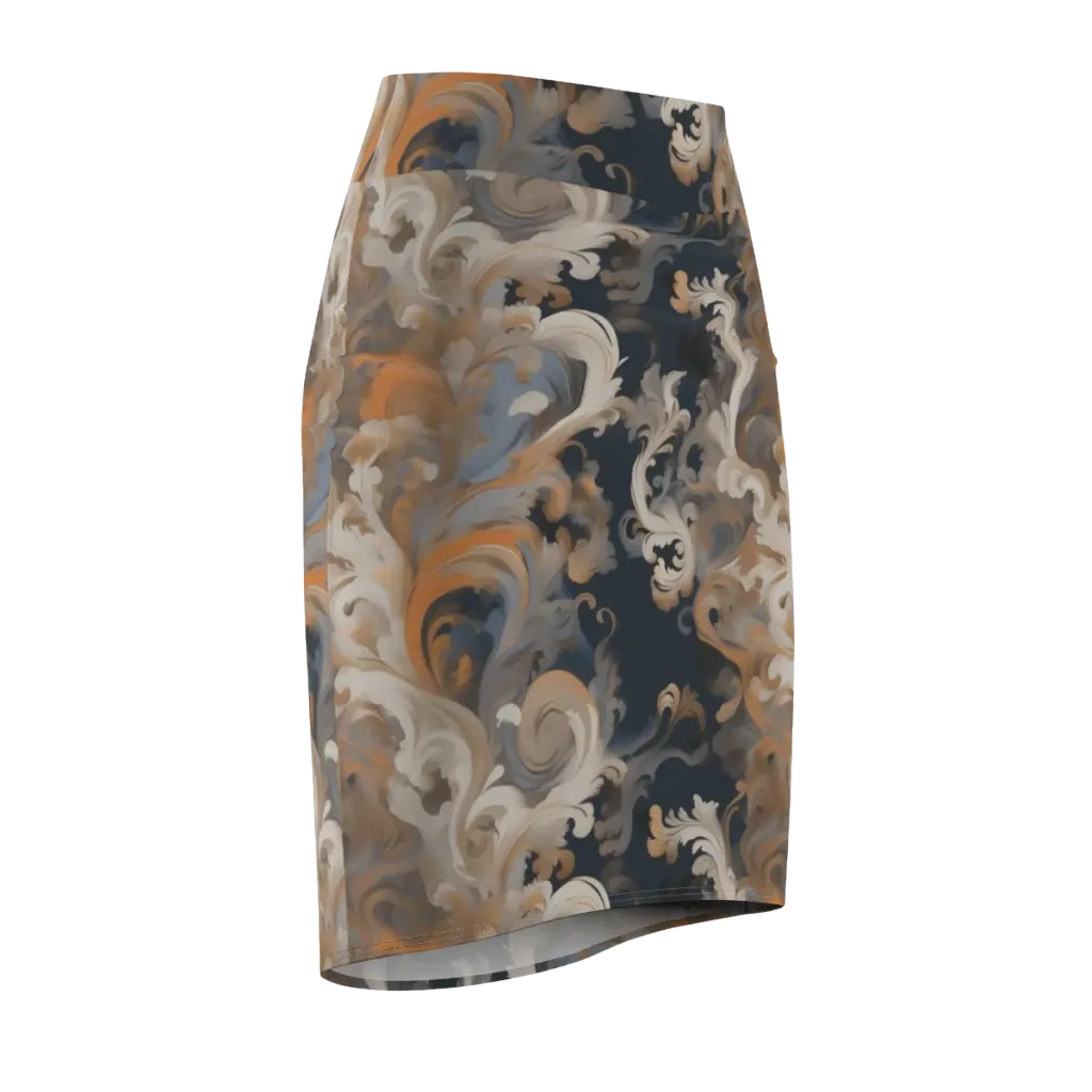 Baroque Drift on Pencil Skirt — Front Side