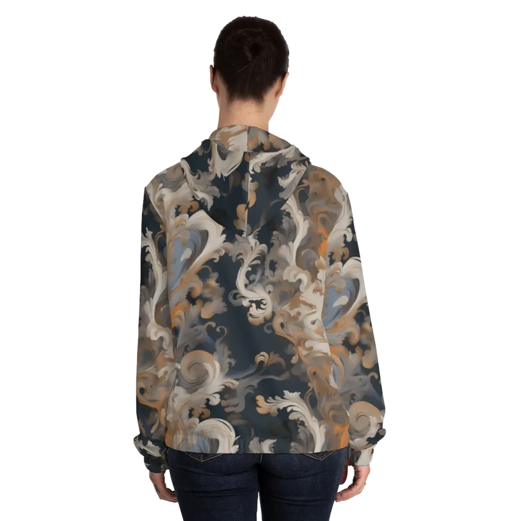 Baroque Drift on Women's Full-Zip Hoodie — Back On Person