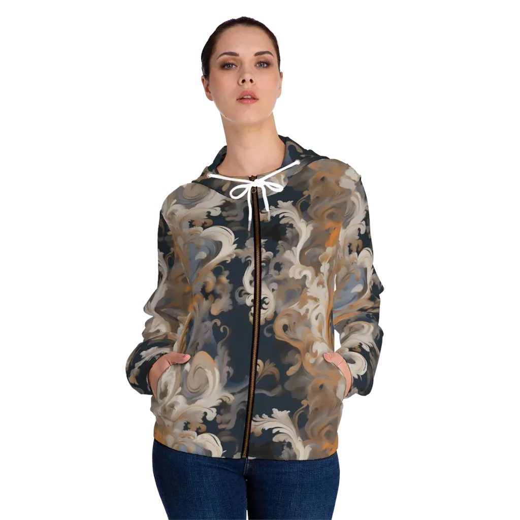 Baroque Drift on Women's Full-Zip Hoodie — Front On Person