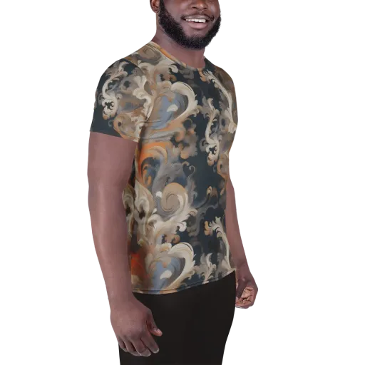 Baroque Drift on a Men's Athletic T-Shirt