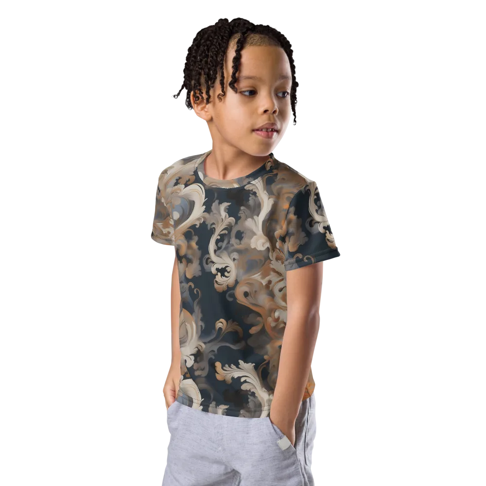 Baroque Drift on Kids Crew Neck T-Shirt — Left Front