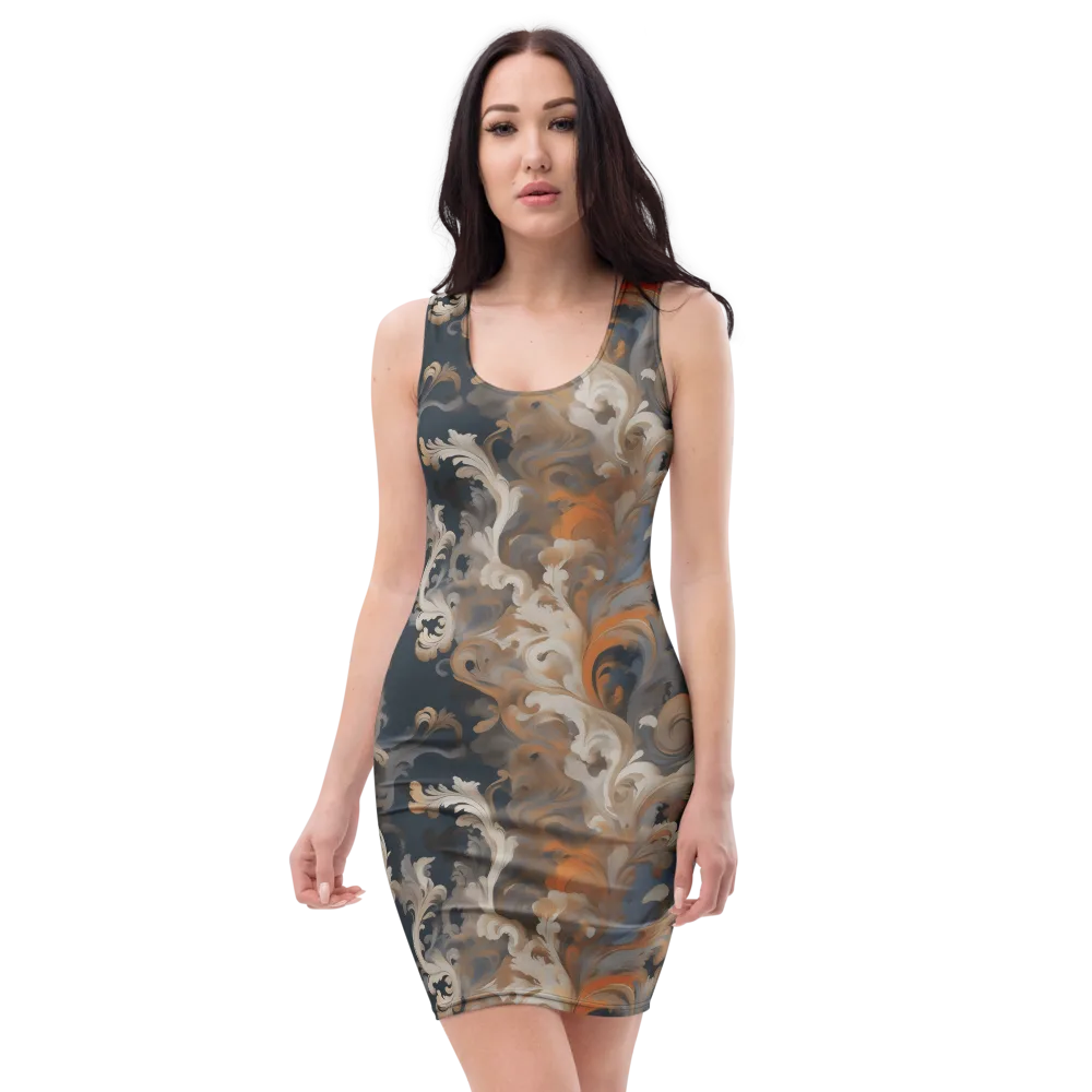 Baroque Drift on Bodycon Dress — Front
