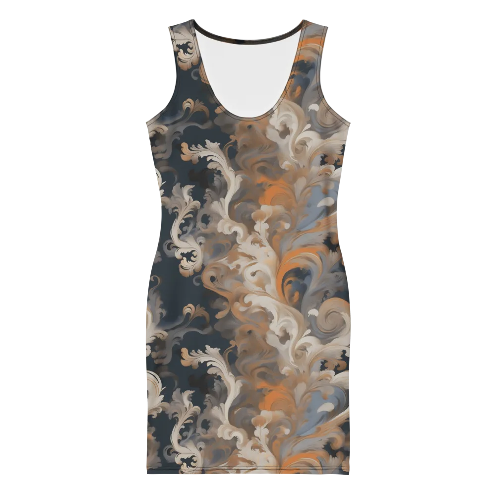 Baroque Drift on Bodycon Dress — Front