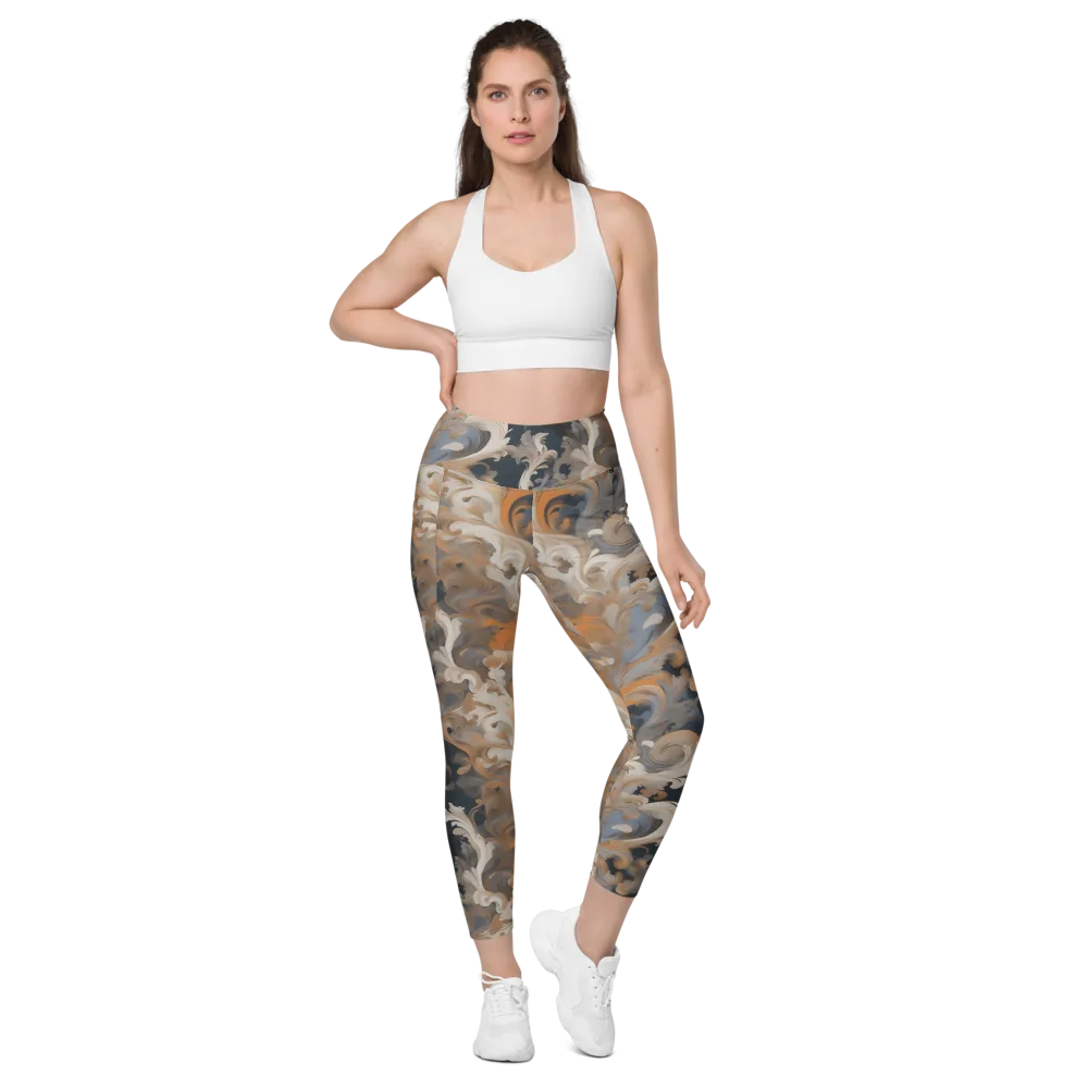 Baroque Drift on Leggings with Pockets — Front