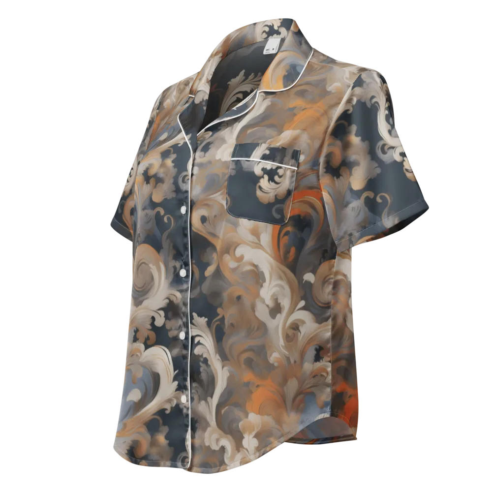 Baroque Drift on Women's Short Sleeve Pajama Top — Left Front