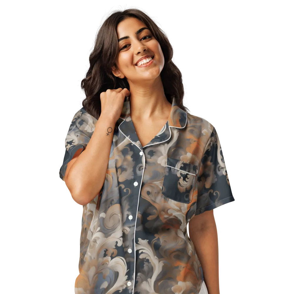 Baroque Drift on Women's Short Sleeve Pajama Top — Front