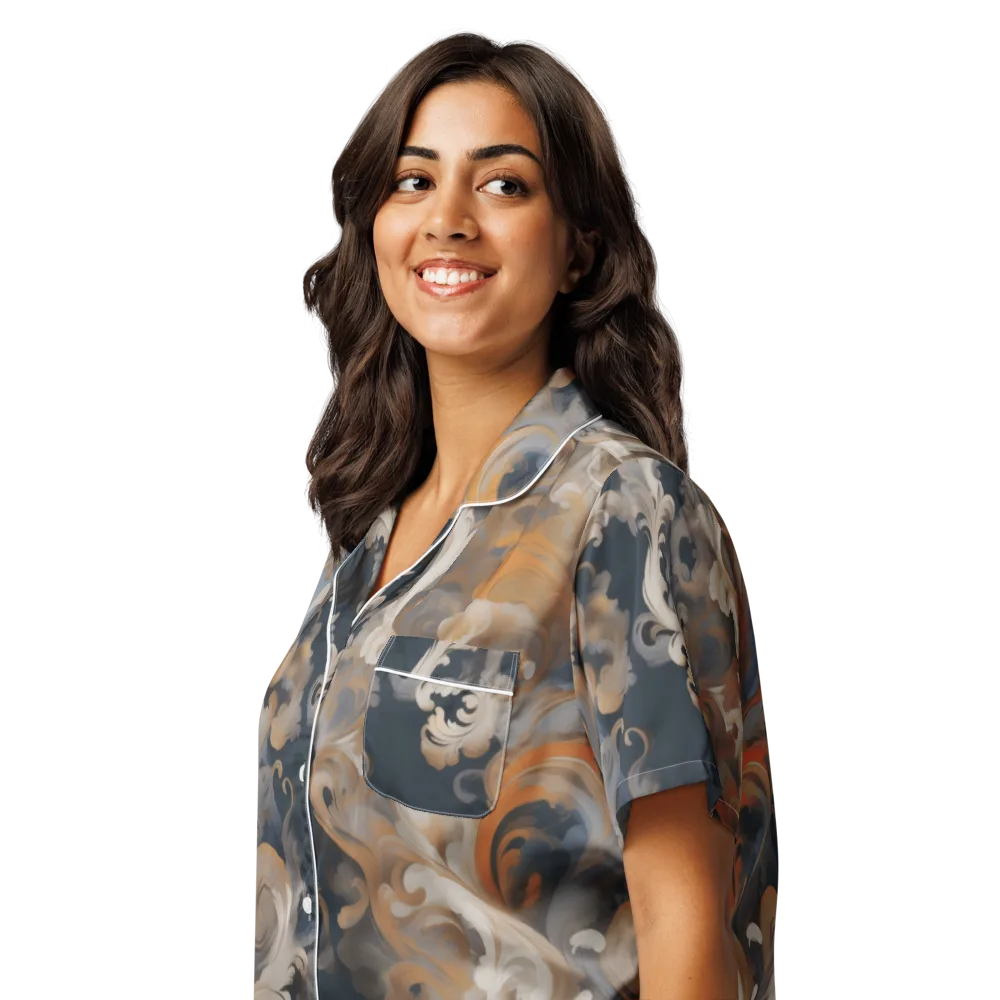 Baroque Drift on Women's Short Sleeve Pajama Top — Left Front