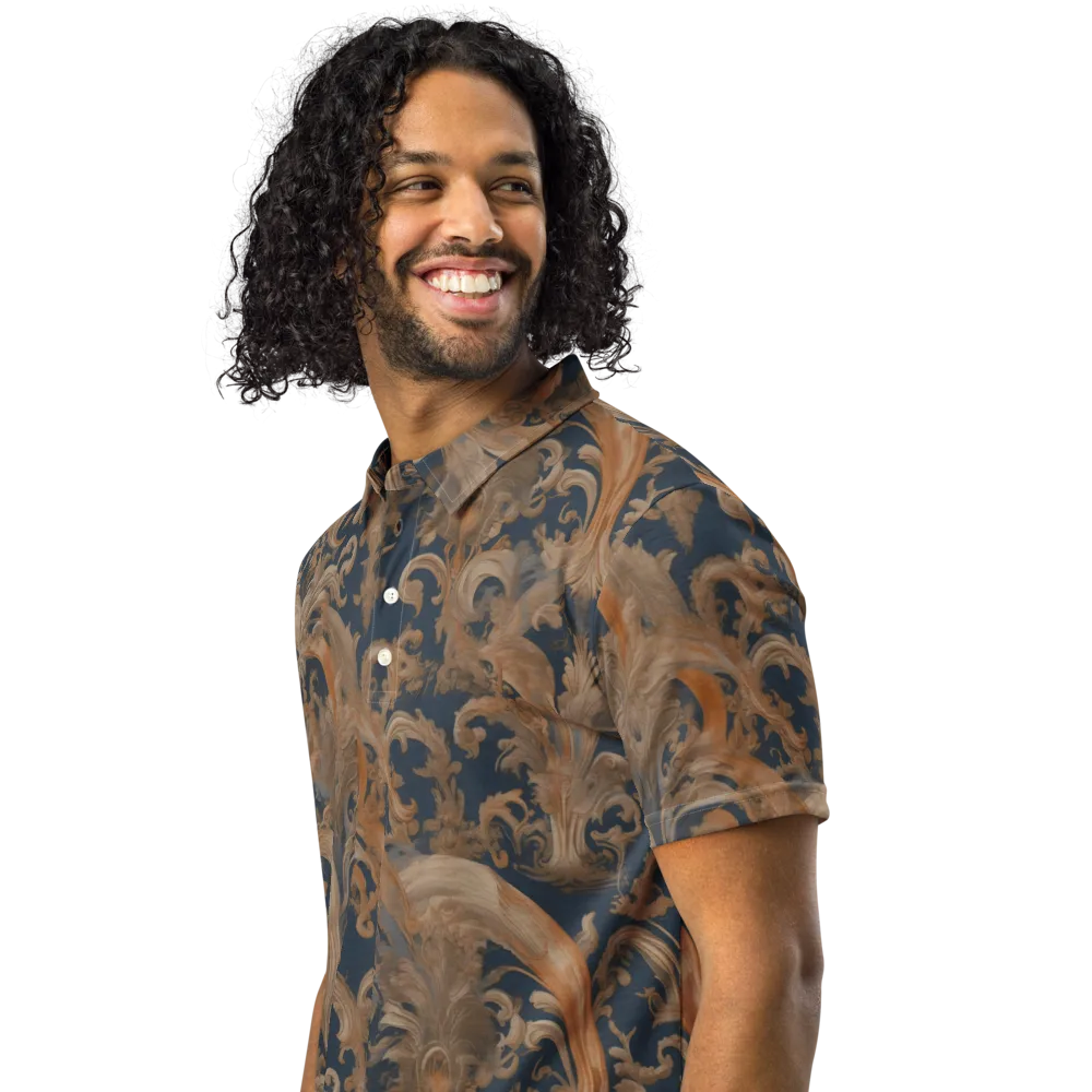 Baroque Midnight on Men's Slim Fit Polo Shirt — Left Front
