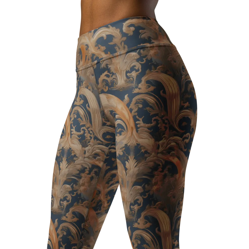 Baroque Midnight on Yoga Leggings — Left Front