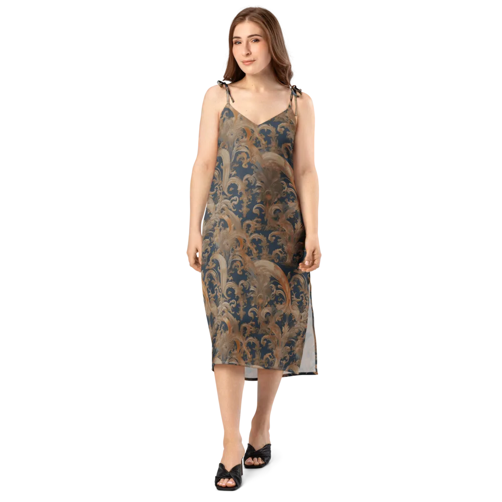 Baroque Midnight on Slip Dress — Front