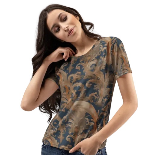 Baroque Midnight on a Women's Crew Neck T-Shirt