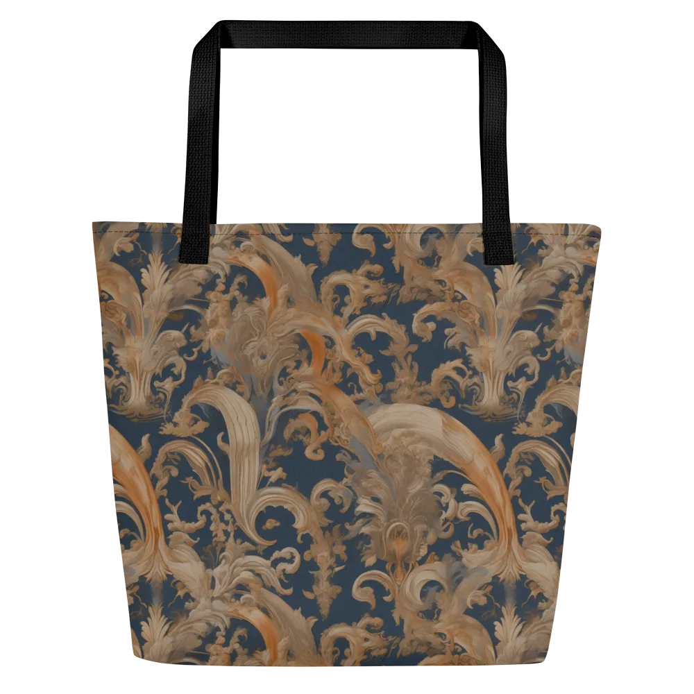 Baroque Midnight on Large Tote Bag W/ Pocket — Front