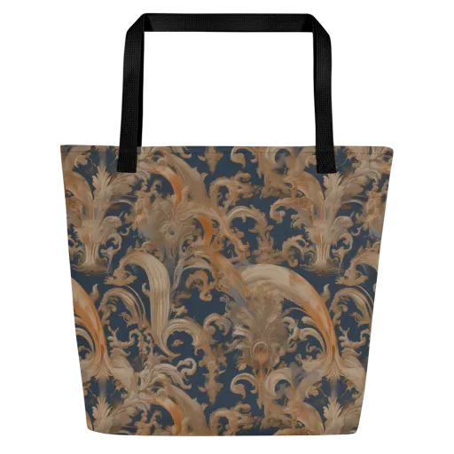 Baroque Midnight on a Large Tote Bag W/ Pocket