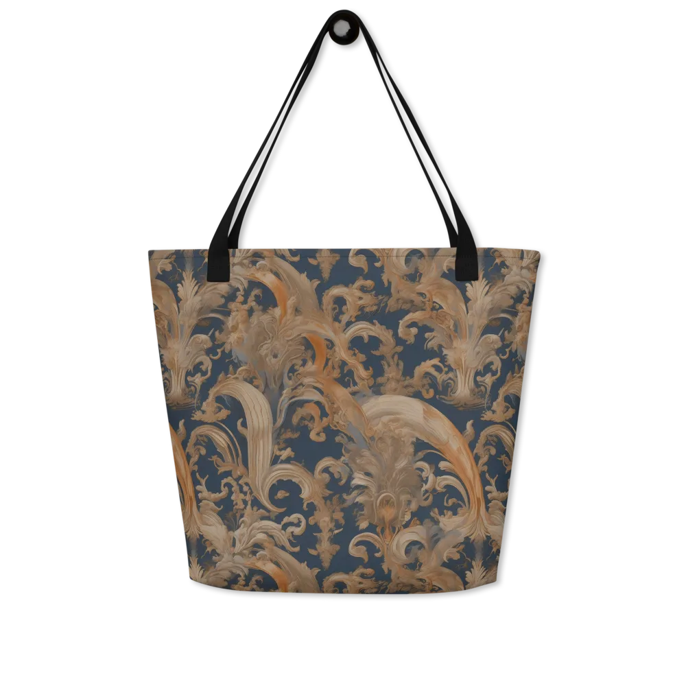 Baroque Midnight on Large Tote Bag W/ Pocket — Front