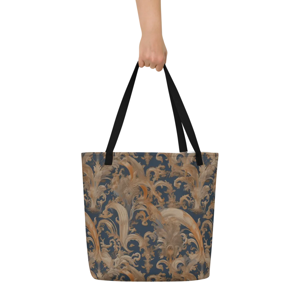 Baroque Midnight on Large Tote Bag W/ Pocket — Front