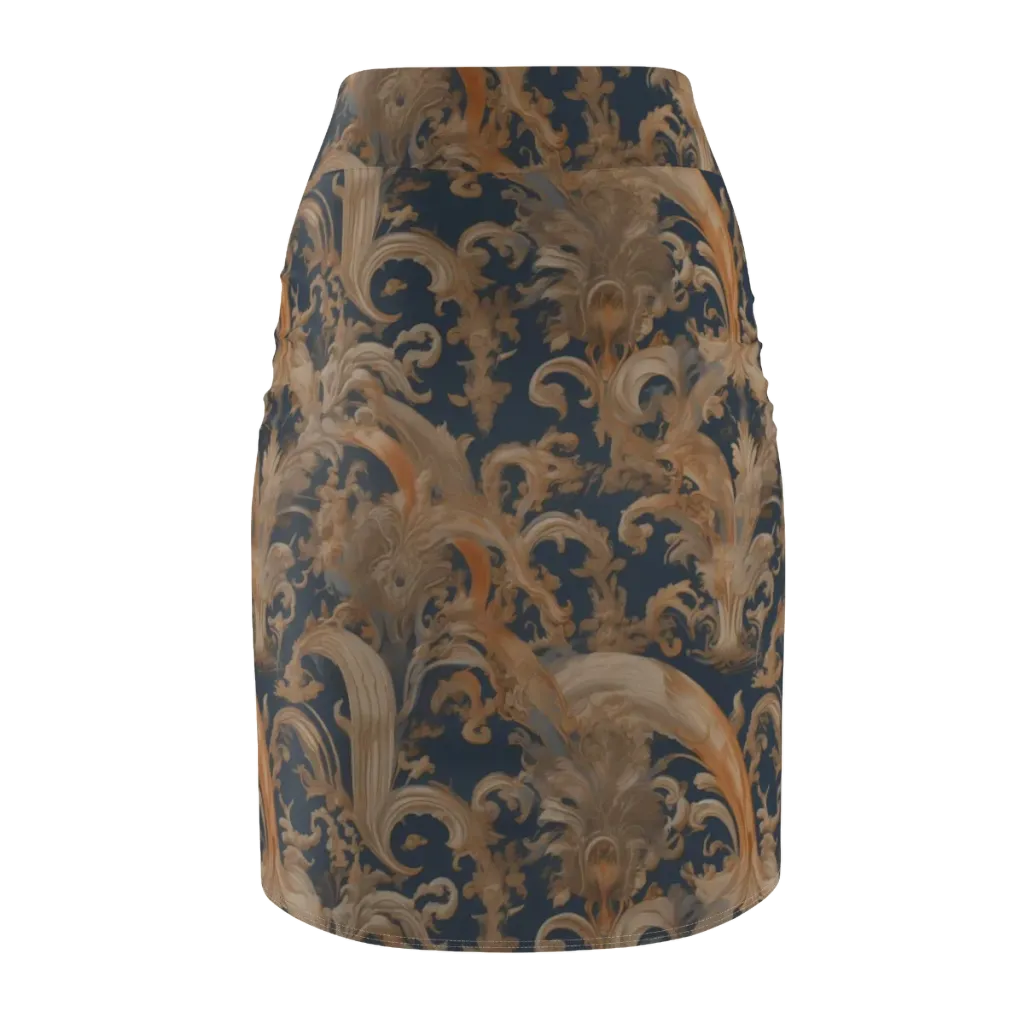 Baroque Midnight on Pencil Skirt — Back