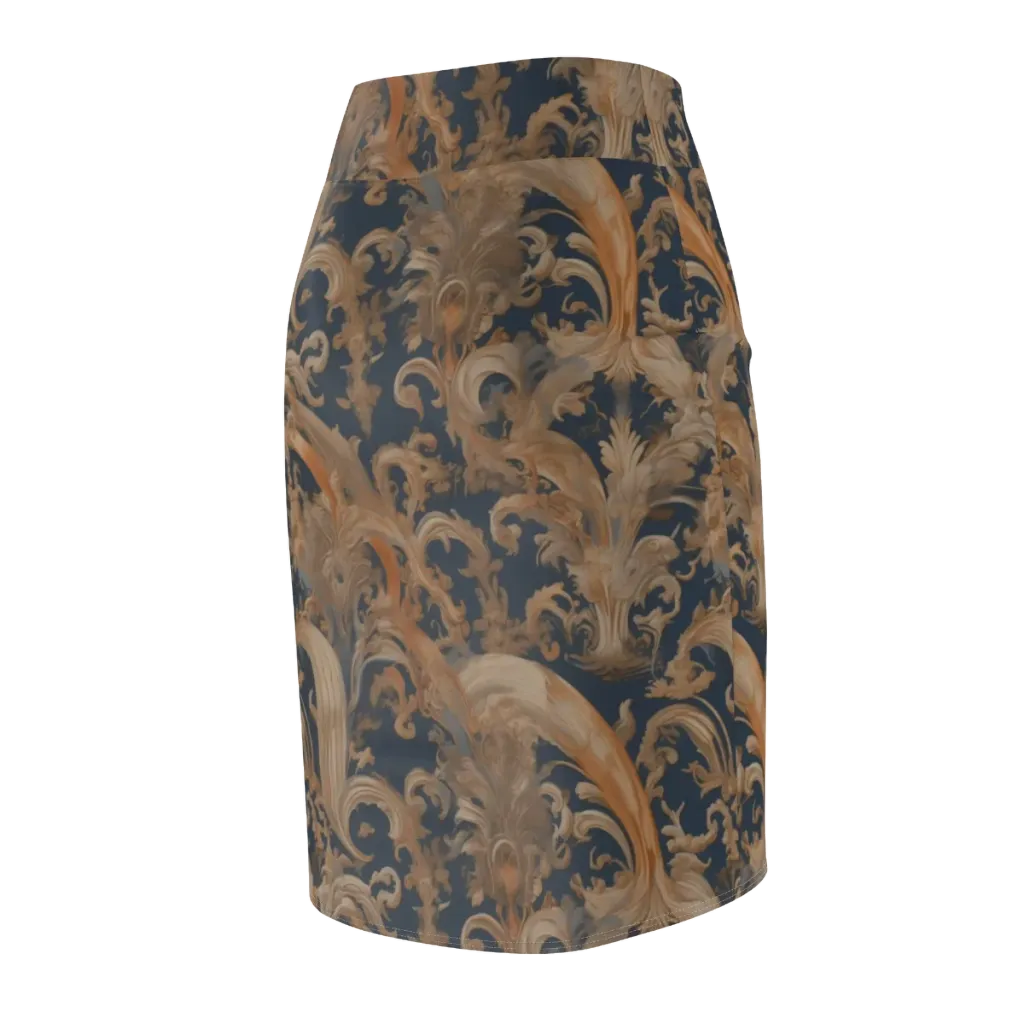 Baroque Midnight on Pencil Skirt — Back Side