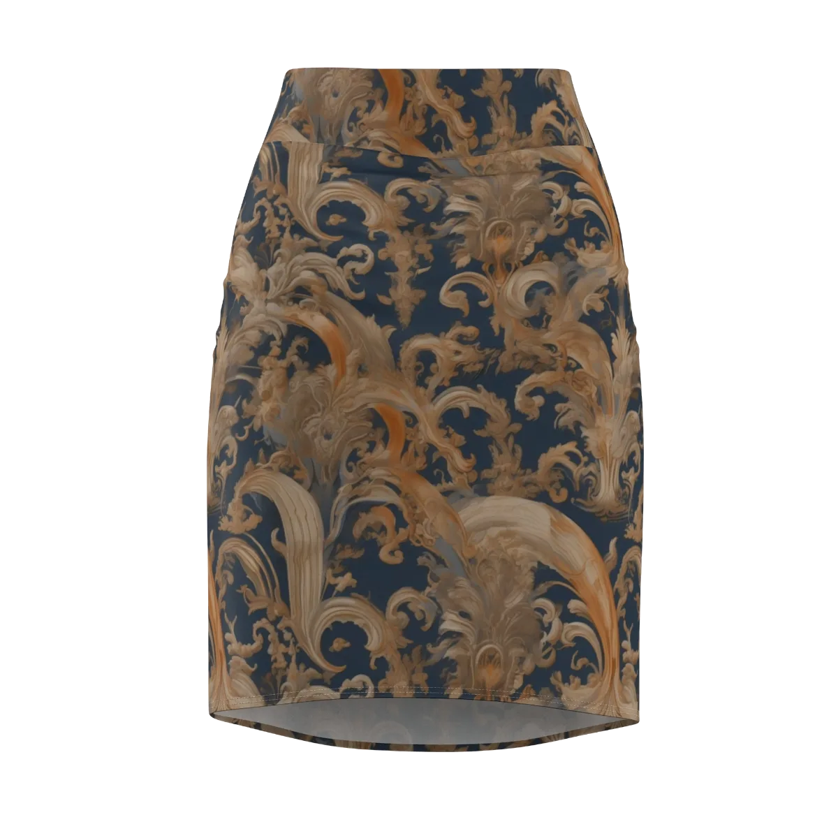 Baroque Midnight on Pencil Skirt — Front