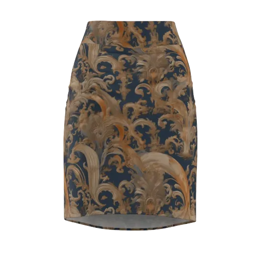 Baroque Midnight on a Pencil Skirt