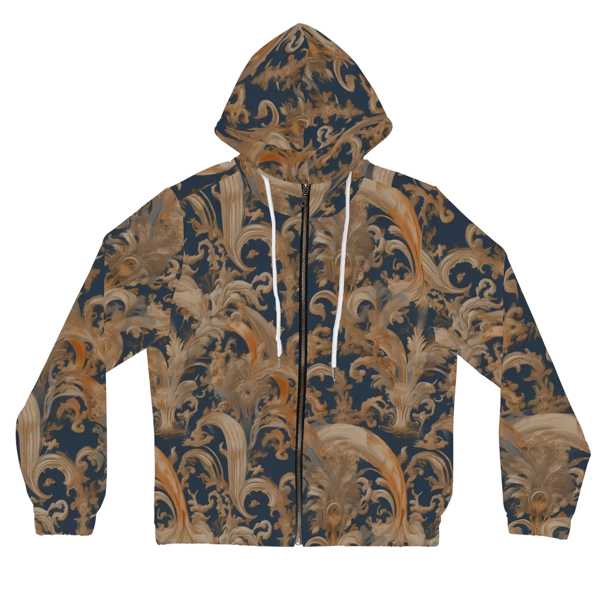 Baroque Midnight on Women's Full-Zip Hoodie — Front
