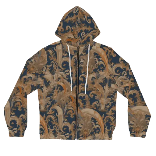 Baroque Midnight on a Women's Full-Zip Hoodie
