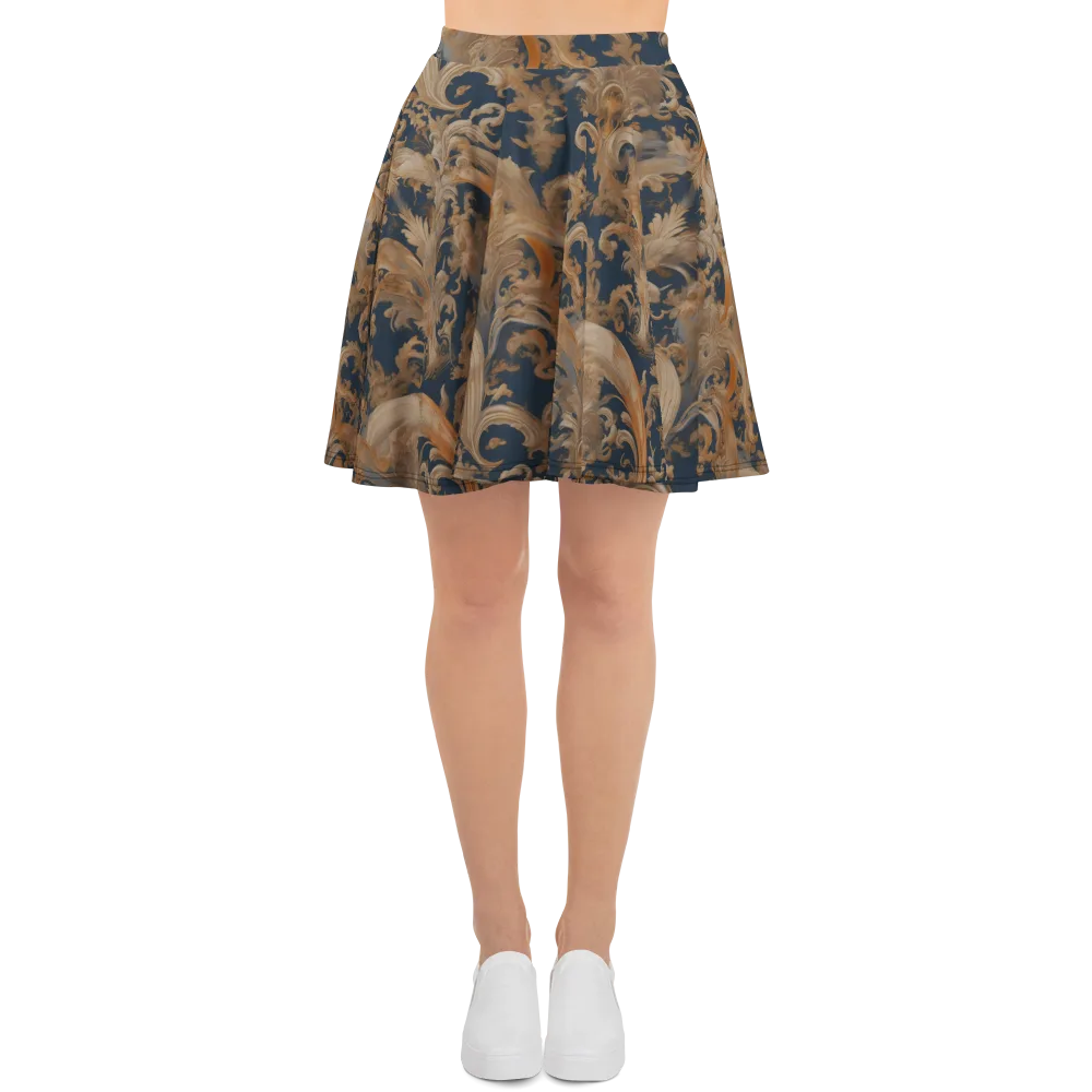 Baroque Midnight on Skater Skirt — Front