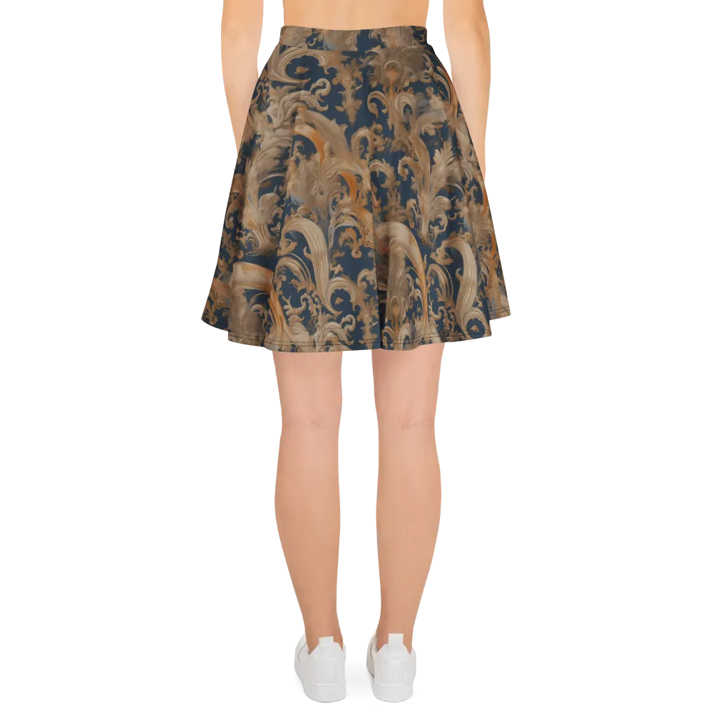 Baroque Midnight on Skater Skirt — Back