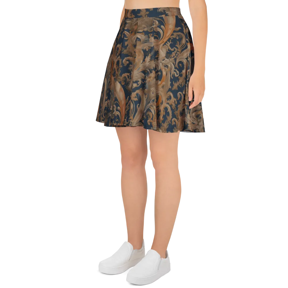 Baroque Midnight on Skater Skirt — Left