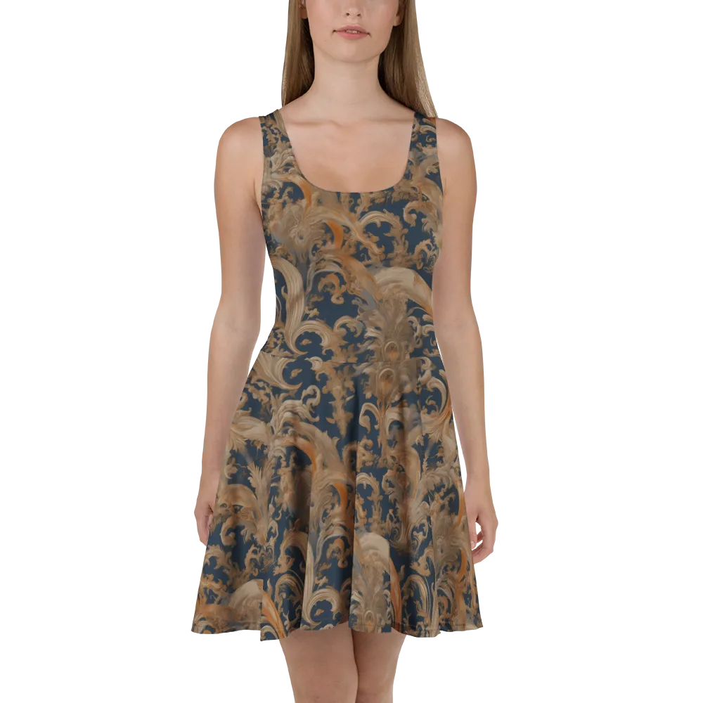Baroque Midnight on Skater Dress — Front