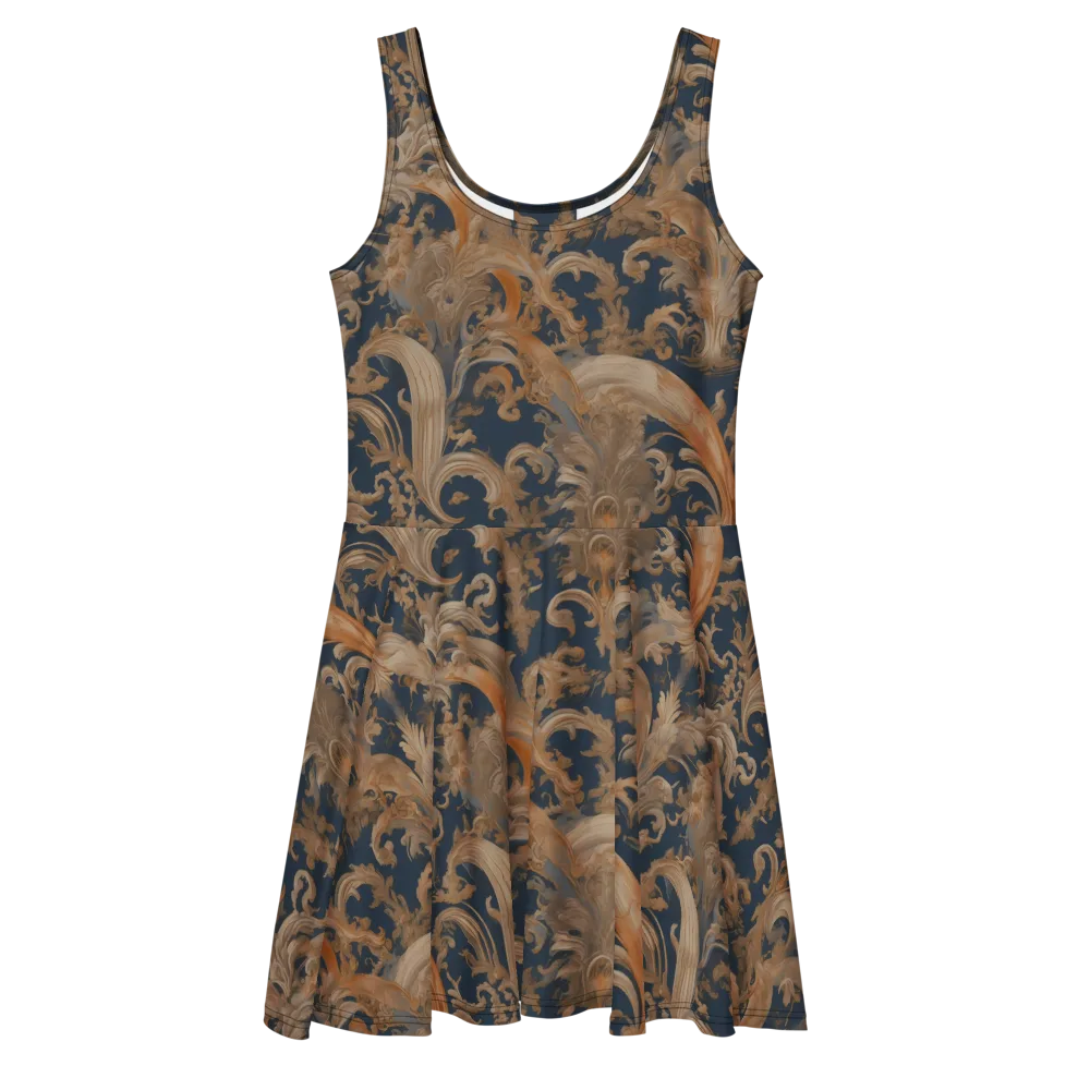Baroque Midnight on Skater Dress — Front