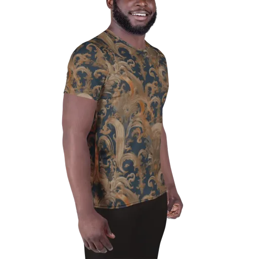 Baroque Midnight on a Men's Athletic T-Shirt