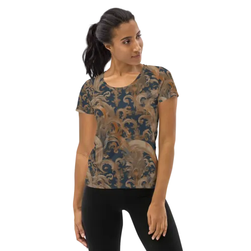Baroque Midnight on a Women's Athletic T-Shirt