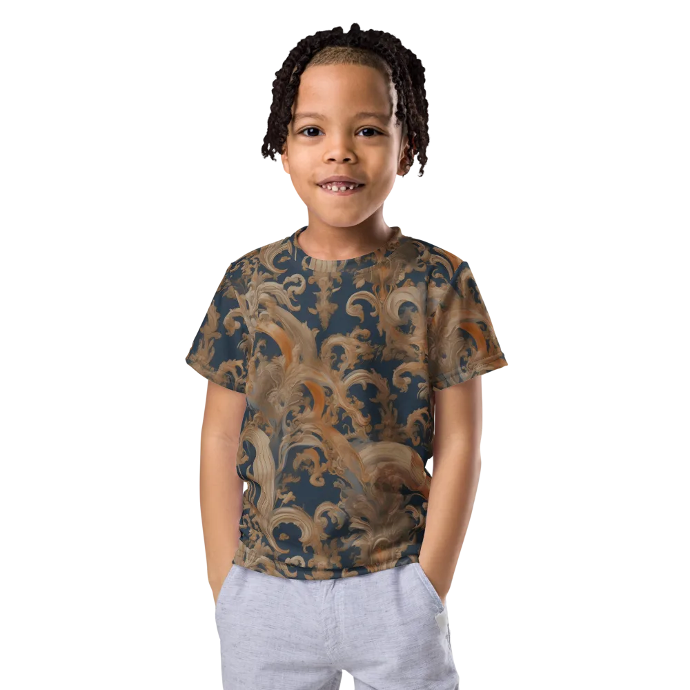 Baroque Midnight on Kids Crew Neck T-Shirt — Front