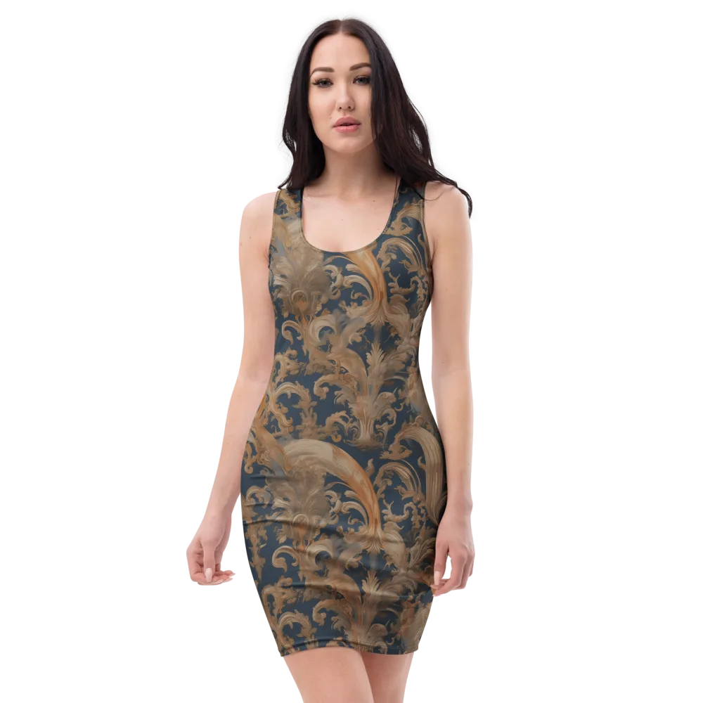 Baroque Midnight on Bodycon Dress — Front