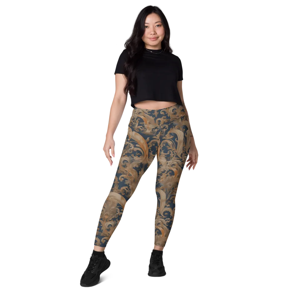 Baroque Midnight on Leggings with Pockets — Front
