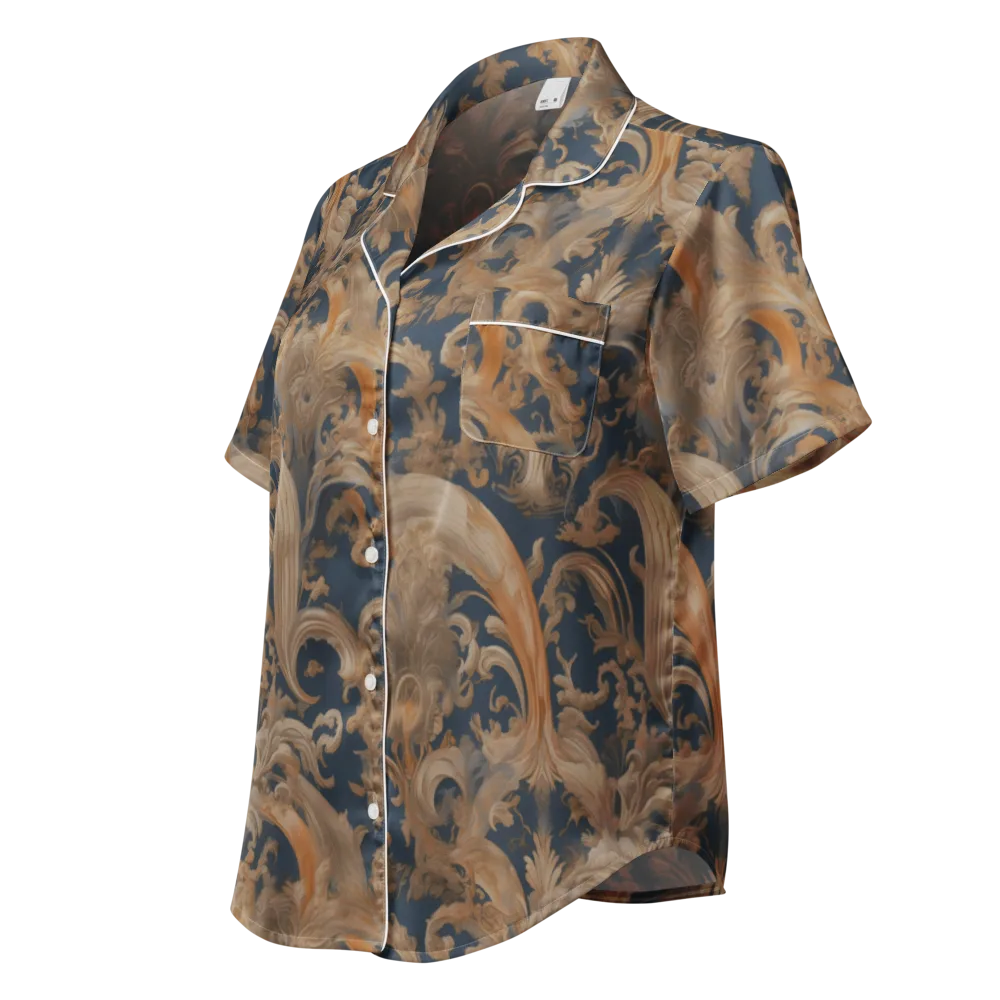 Baroque Midnight on Women's Short Sleeve Pajama Top — Left Front