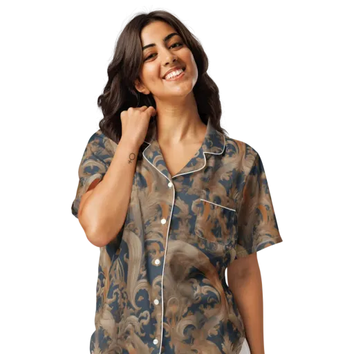 Baroque Midnight on a Women's Short Sleeve Pajama Top