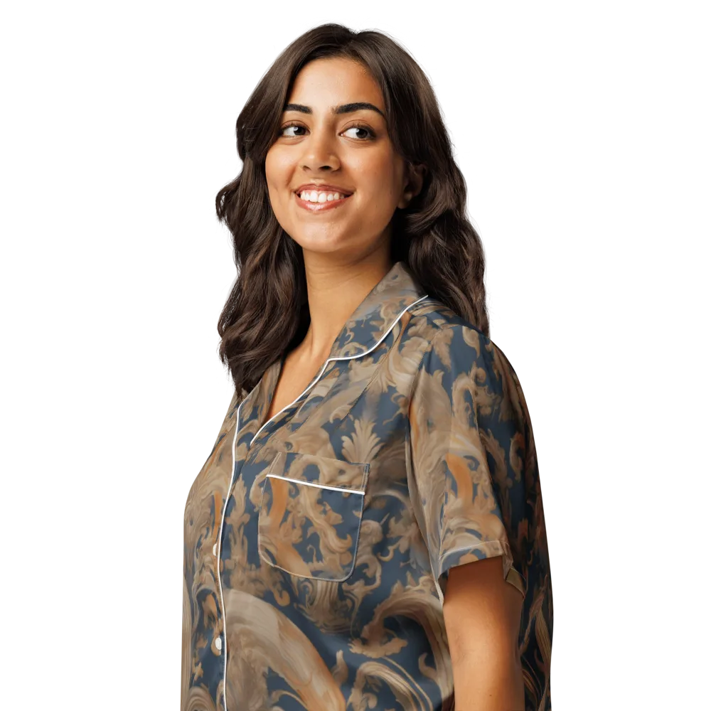 Baroque Midnight on Women's Short Sleeve Pajama Top — Left Front